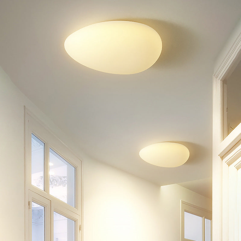 Modern Minimalist Pebble Shape PE LED Ceiling Light for Bedroom Flush Mount