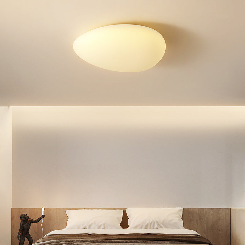 Modern Minimalist Pebble Shape PE LED Ceiling Light for Bedroom Flush Mount