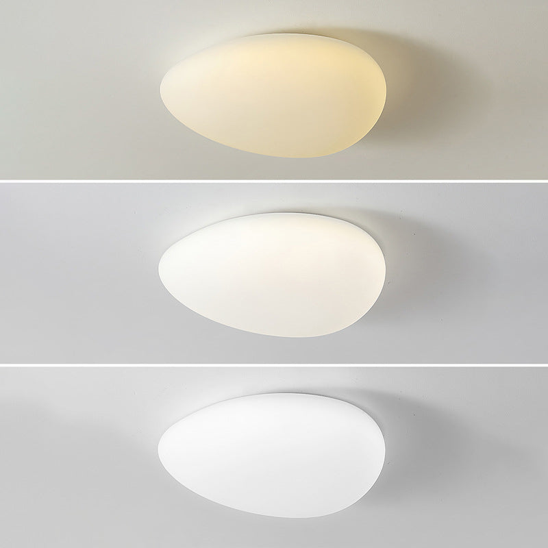 Modern Minimalist Pebble Shape PE LED Ceiling Light for Bedroom Flush Mount