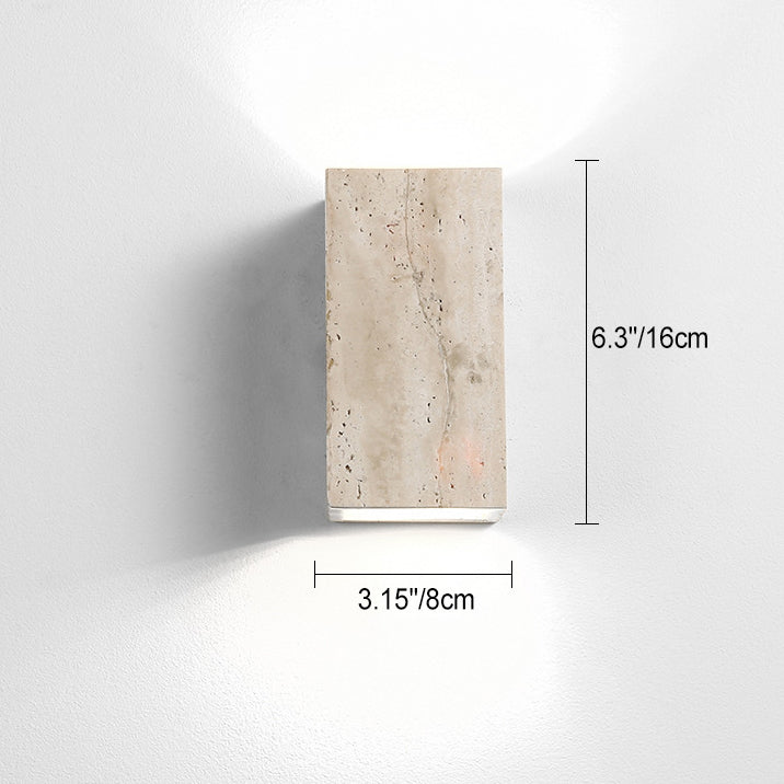 Traditional Japanese 1-Light Wall Sconce Lamp, Adjustable Head, Cuboid Design, Wood & Stone, Half-Circular, Living Room Lighting
