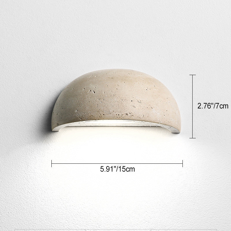 Traditional Japanese 1-Light Wall Sconce Lamp, Adjustable Head, Cuboid Design, Wood & Stone, Half-Circular, Living Room Lighting