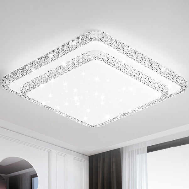 Modern Luxury LED Flush Mount Ceiling Light - Square Acrylic Iron Design for Bedroom