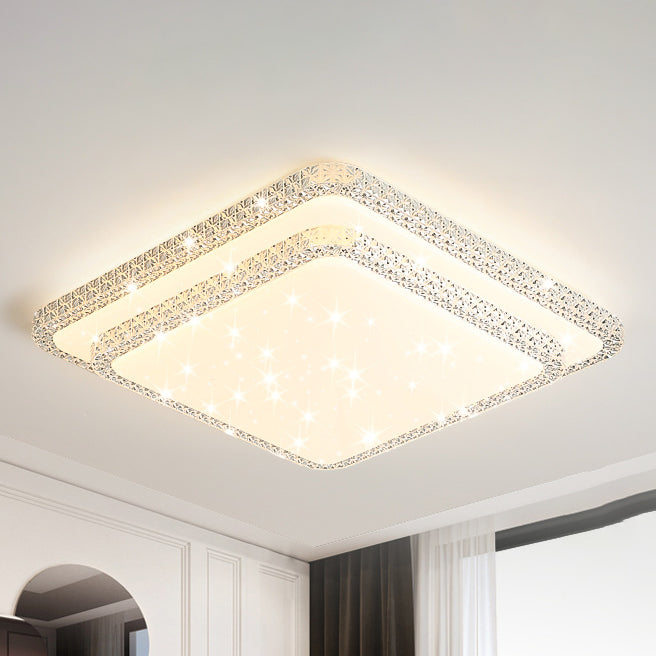 Modern Luxury LED Flush Mount Ceiling Light - Square Acrylic Iron Design for Bedroom
