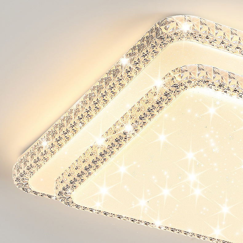Modern Luxury LED Flush Mount Ceiling Light - Square Acrylic Iron Design for Bedroom