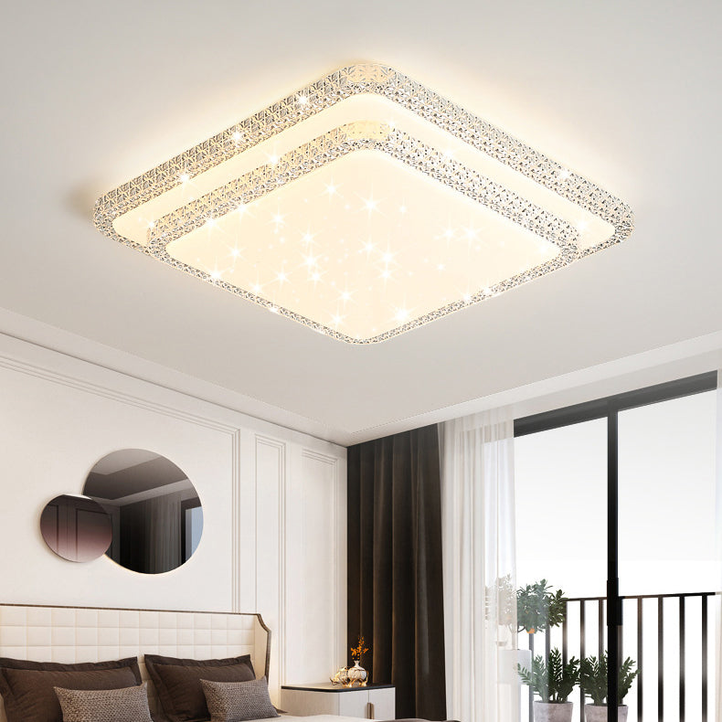 Modern Luxury LED Flush Mount Ceiling Light - Square Acrylic Iron Design for Bedroom
