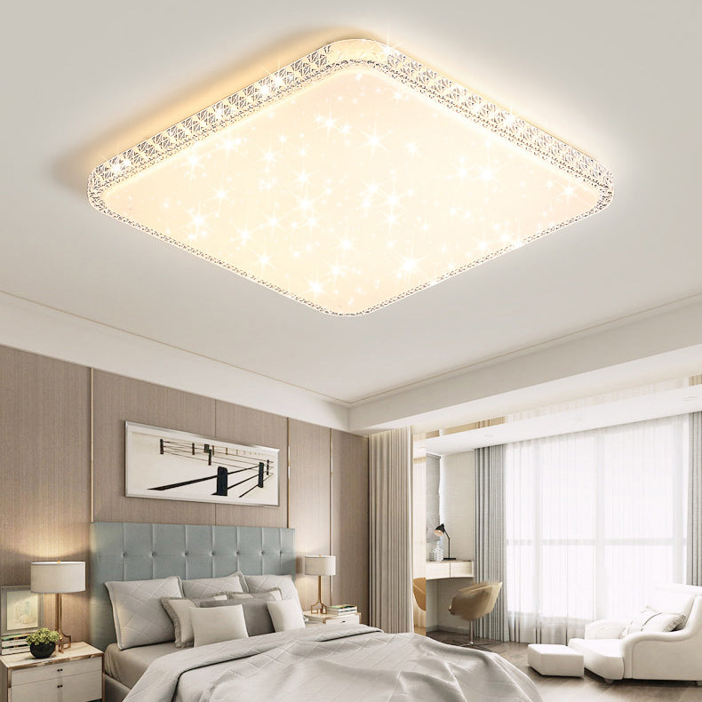 Modern Luxury LED Flush Mount Ceiling Light - Square Acrylic Iron Design for Bedroom