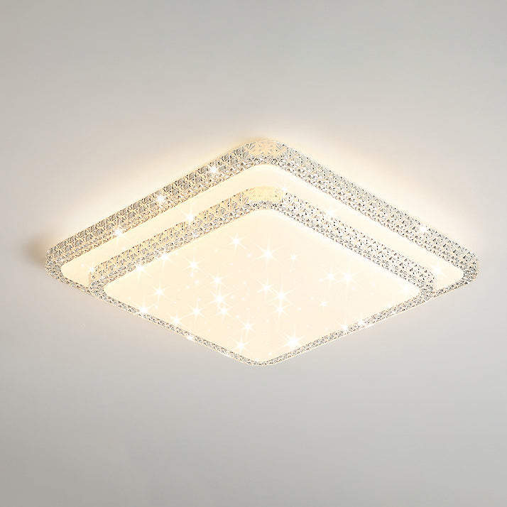 Modern Luxury LED Flush Mount Ceiling Light - Square Acrylic Iron Design for Bedroom