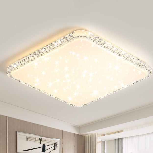 Modern Luxury LED Flush Mount Ceiling Light - Square Acrylic Iron Design for Bedroom