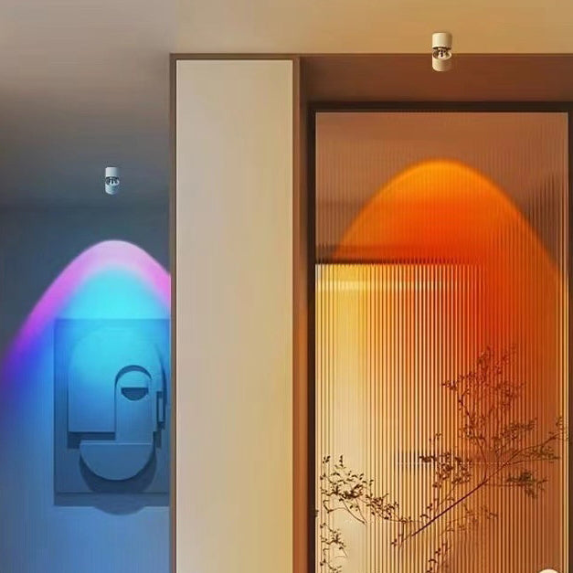 Modern Minimalist LED Semi-Flush Mount Spotlight - Adjustable Aluminum Cylinder Ceiling Light for Living Room