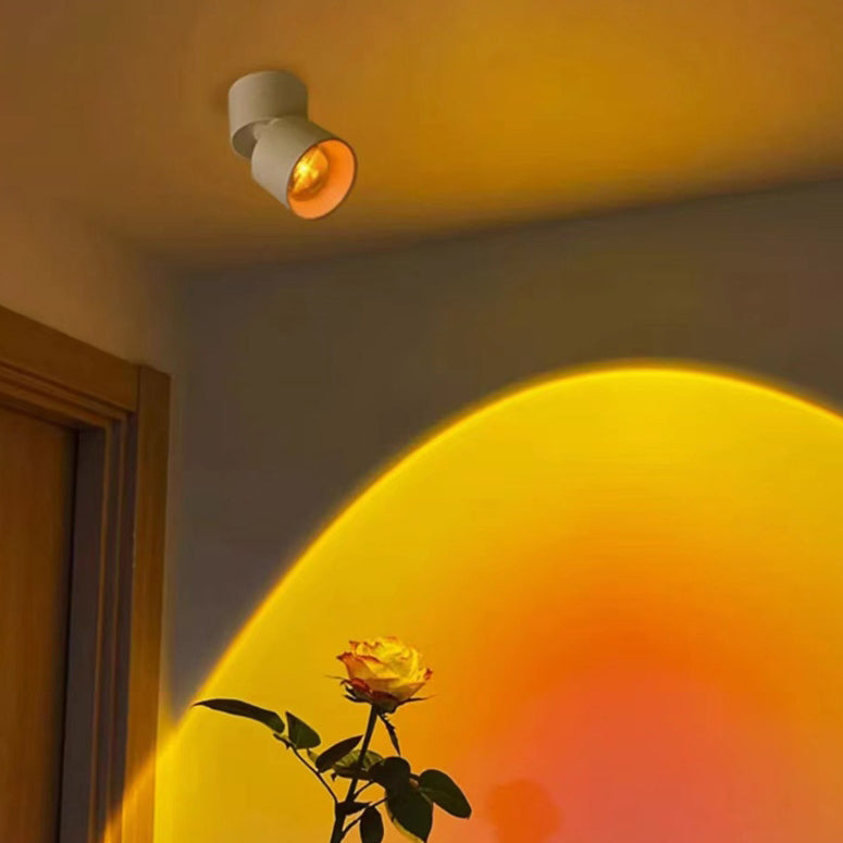 Modern Minimalist LED Semi-Flush Mount Spotlight - Adjustable Aluminum Cylinder Ceiling Light for Living Room