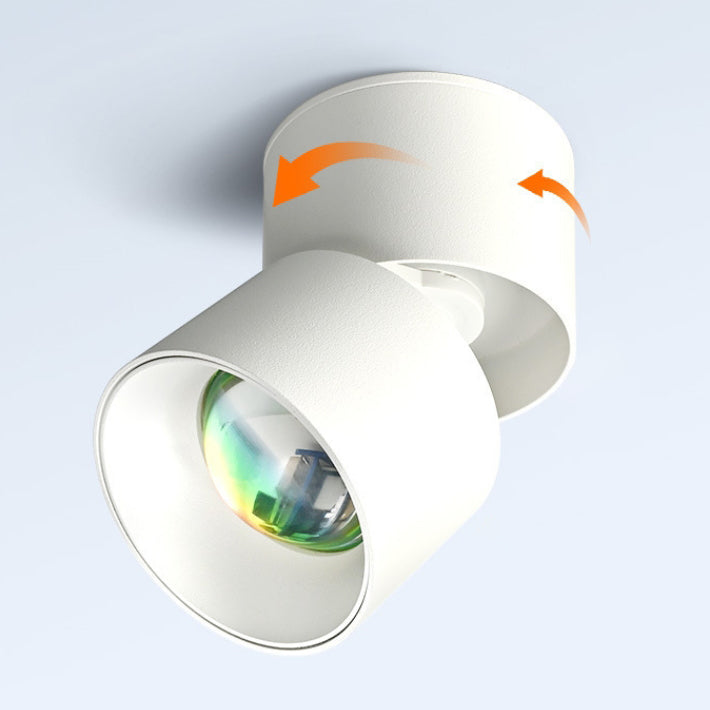 Modern Minimalist LED Semi-Flush Mount Spotlight - Adjustable Aluminum Cylinder Ceiling Light for Living Room