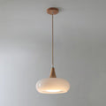 Contemporary Nordic Cream Persimmon Wood Glass Pendant Light for Dining Room