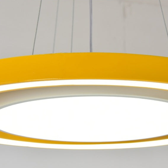 Modern Minimalist Round LED Chandelier - Iron, Aluminum & Acrylic for Bedside