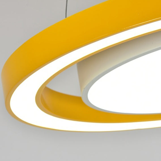 Modern Minimalist Round LED Chandelier - Iron, Aluminum & Acrylic for Bedside