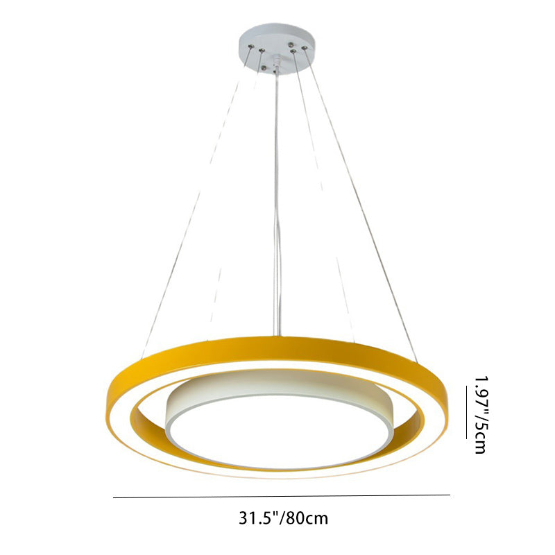 Modern Minimalist Round LED Chandelier - Iron, Aluminum & Acrylic for Bedside