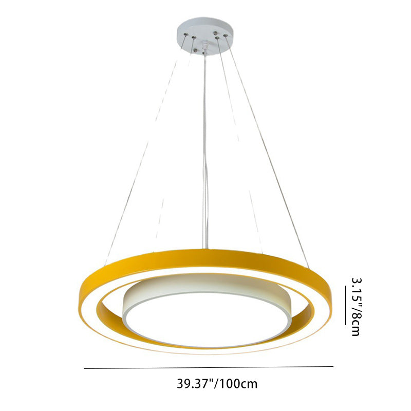 Modern Minimalist Round LED Chandelier - Iron, Aluminum & Acrylic for Bedside