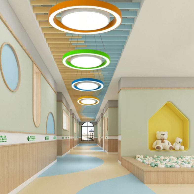 Modern Minimalist Round LED Chandelier - Iron, Aluminum & Acrylic for Bedside