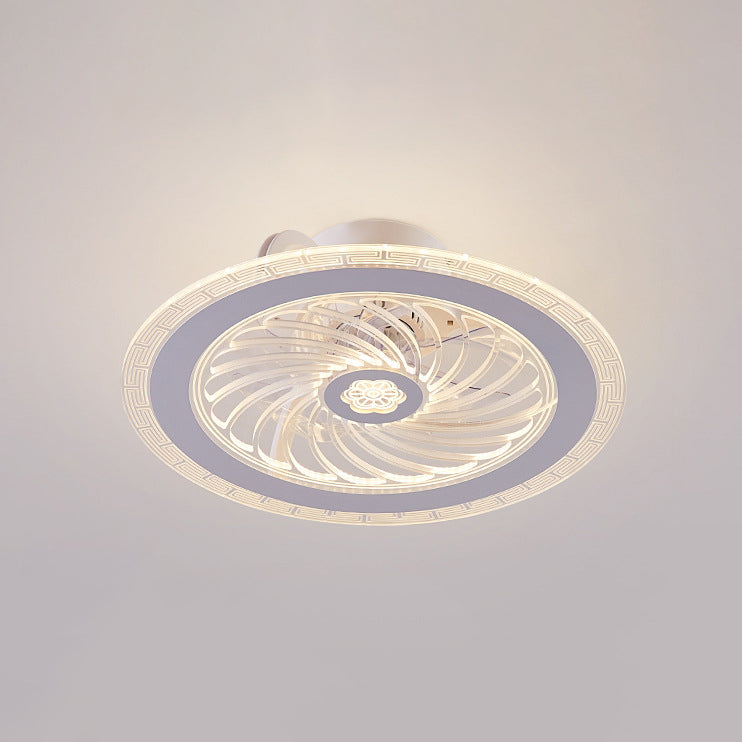 Contemporary Nordic Bluetooth Speaker LED Ceiling Fan Light - Copper Round Flower Design for Bedroom
