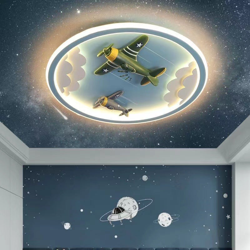 Contemporary Unicorn Airplane LED Flush Mount Ceiling Light for Kids Bedroom