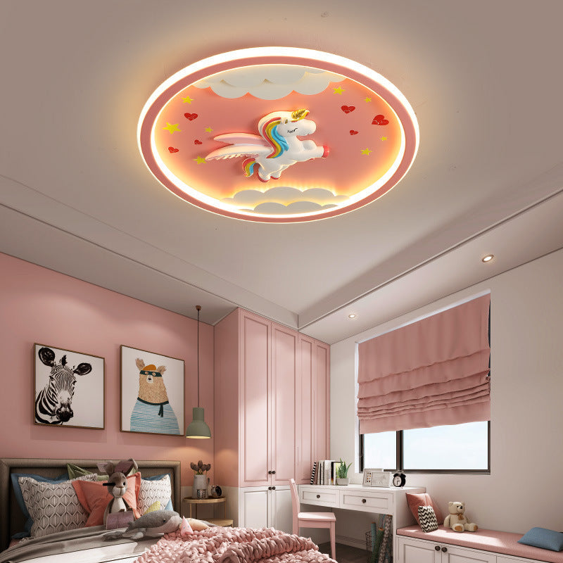 Contemporary Unicorn Airplane LED Flush Mount Ceiling Light for Kids Bedroom