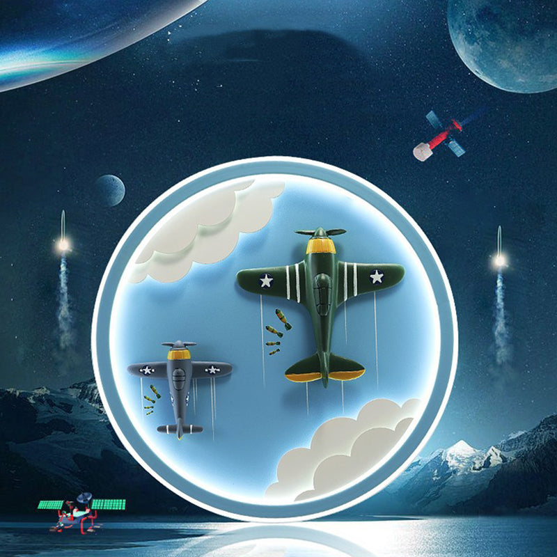 Contemporary Unicorn Airplane LED Flush Mount Ceiling Light for Kids Bedroom