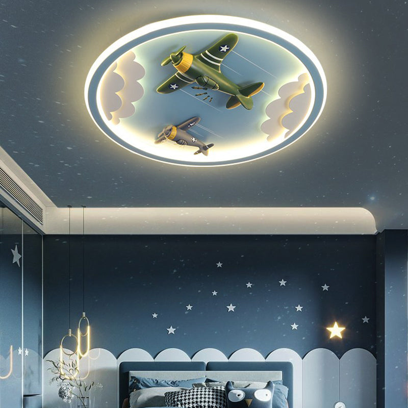 Contemporary Unicorn Airplane LED Flush Mount Ceiling Light for Kids Bedroom