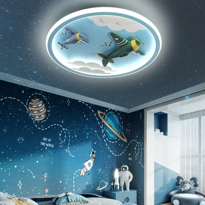 Contemporary Unicorn Airplane LED Flush Mount Ceiling Light for Kids Bedroom