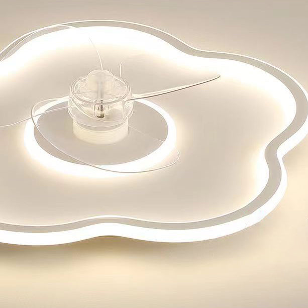 Modern Minimalist Flower Shape LED Flush Mount Ceiling Fan Light for Bedroom