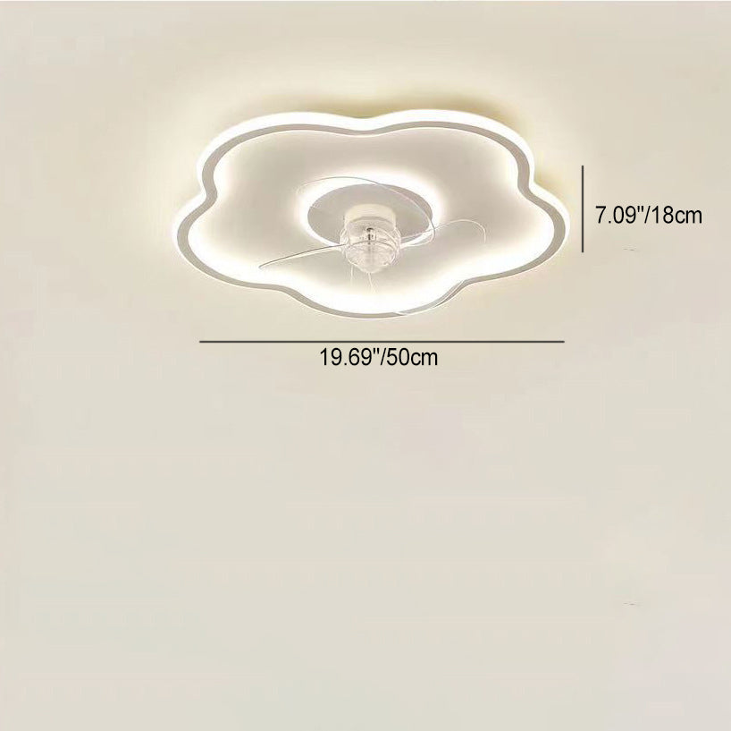 Modern Minimalist Flower Shape LED Flush Mount Ceiling Fan Light for Bedroom