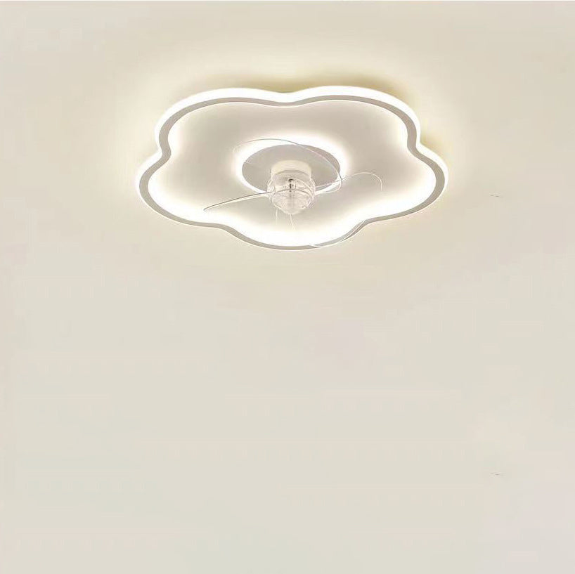Modern Minimalist Flower Shape LED Flush Mount Ceiling Fan Light for Bedroom