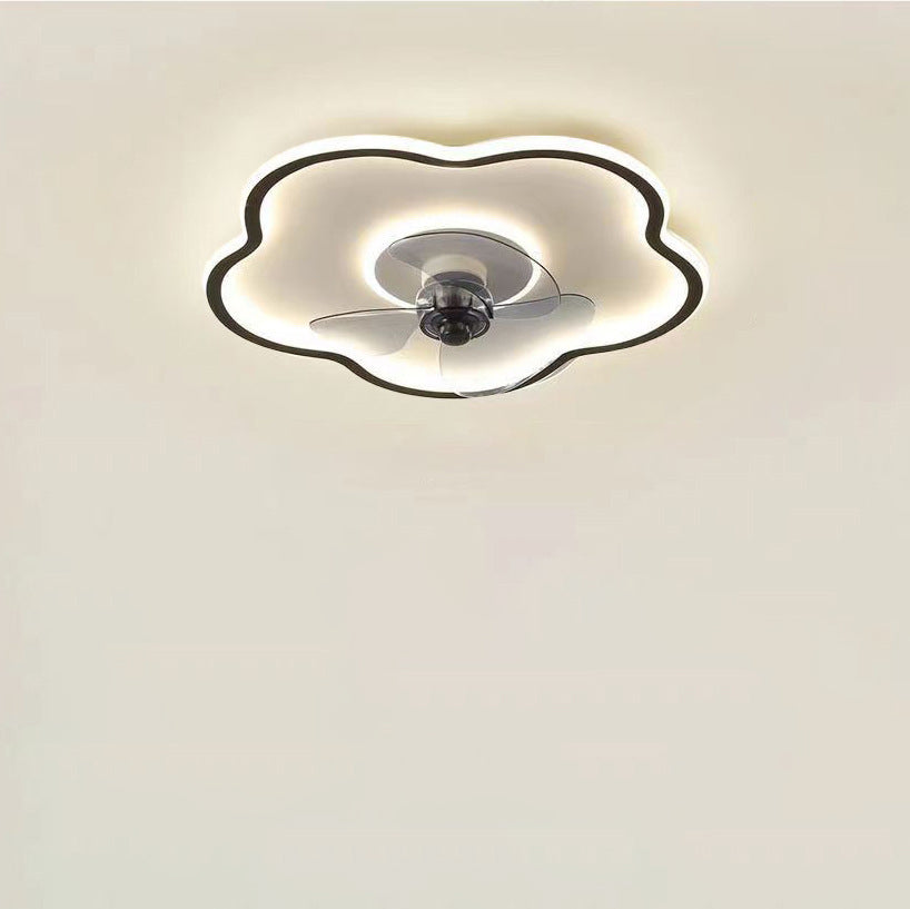 Modern Minimalist Flower Shape LED Flush Mount Ceiling Fan Light for Bedroom