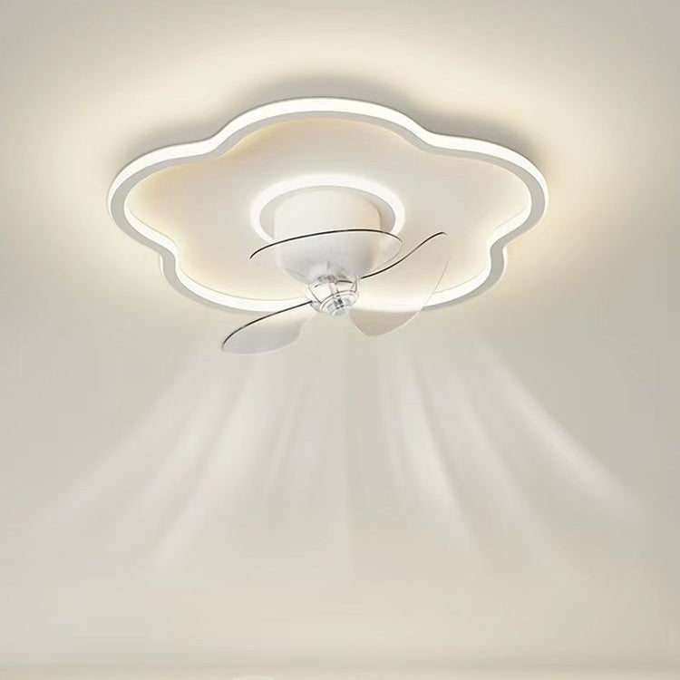 Modern Minimalist Flower Shape LED Flush Mount Ceiling Fan Light for Bedroom