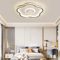 Modern Minimalist Flower Shape LED Flush Mount Ceiling Fan Light for Bedroom