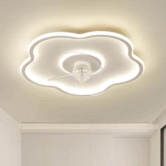 Modern Minimalist Flower Shape LED Flush Mount Ceiling Fan Light for Bedroom