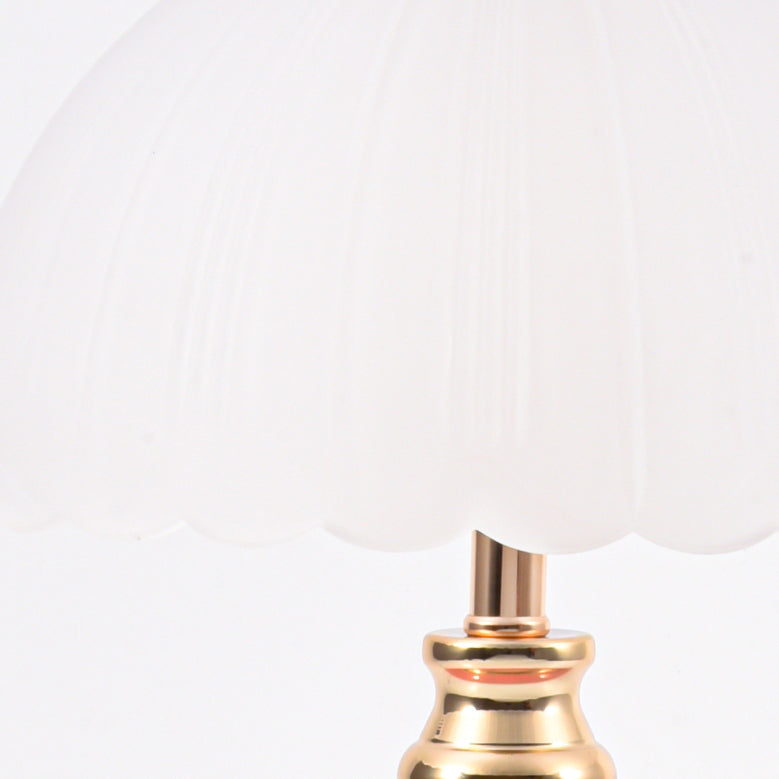 Contemporary Nordic Half Dome Table Lamp - Flower Globe Base, Iron & Ceramic Glass, 1-Light Design for Bedroom Decor