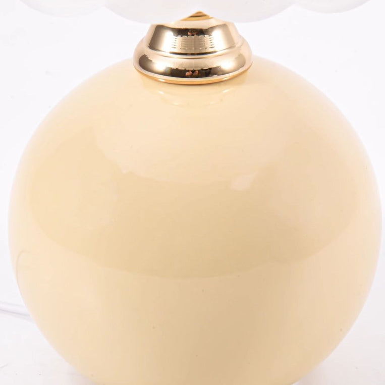 Contemporary Nordic Half Dome Table Lamp - Flower Globe Base, Iron & Ceramic Glass, 1-Light Design for Bedroom Decor