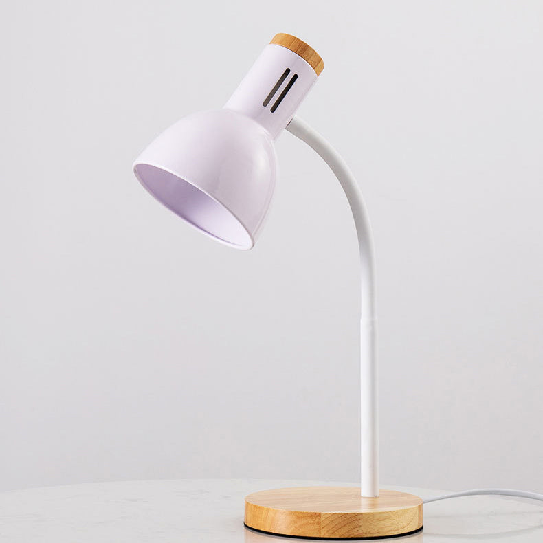 Modern Minimalist Iron Wooden Base Foldable Adjustable Arm 1-Light Table Lamp for Bedroom Reading Office Nightstand, Stylish Industrial Desk Lighting, Contemporary Home Decor, Space-Saving Design, Versatile Adjustable Lamp