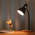 Modern Minimalist Iron Wood Base Foldable Adjustable Arm Table Lamp - 1-Light Design for Bedroom