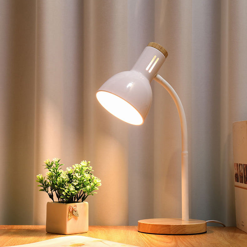 Modern Minimalist Iron Wooden Base Foldable Adjustable Arm 1-Light Table Lamp for Bedroom Reading Office Nightstand, Stylish Industrial Desk Lighting, Contemporary Home Decor, Space-Saving Design, Versatile Adjustable Lamp