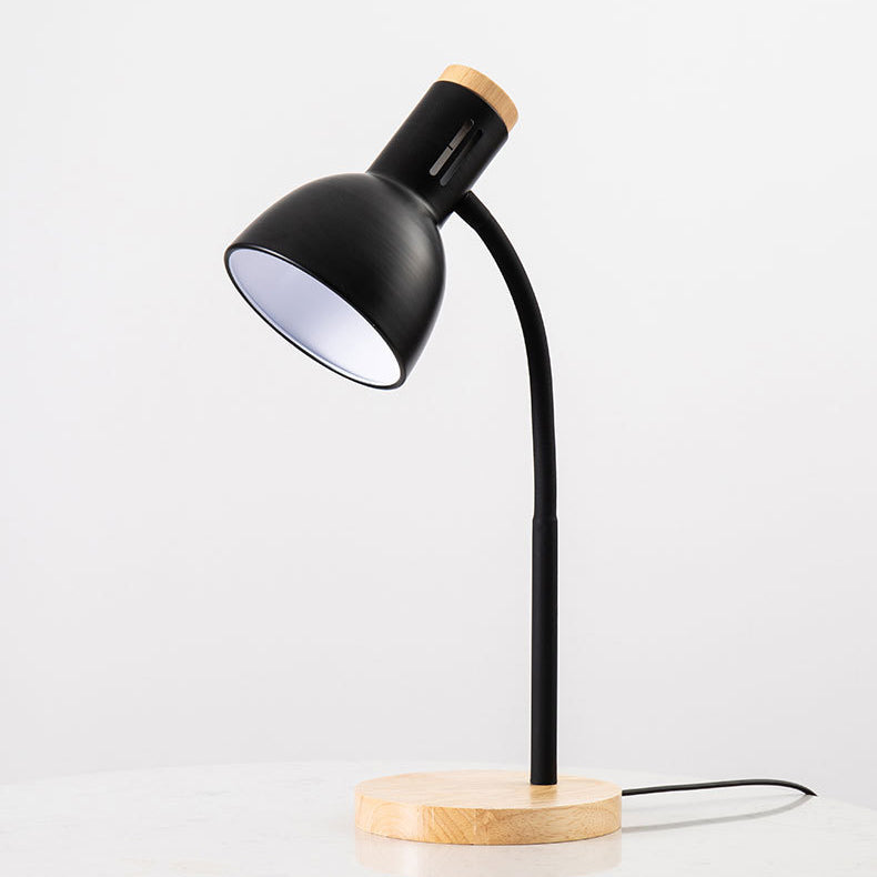 Modern Minimalist Iron Wooden Base Foldable Adjustable Arm 1-Light Table Lamp for Bedroom Reading Office Nightstand, Stylish Industrial Desk Lighting, Contemporary Home Decor, Space-Saving Design, Versatile Adjustable Lamp