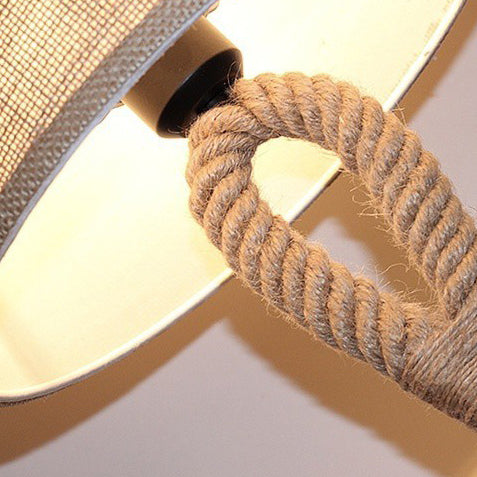 Contemporary Nautical Twisted Rope Knot Drum Table Lamp - 1-Light Iron Design for Bedroom