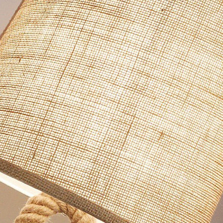 Contemporary Nautical Twisted Rope Knot Drum Shape Fabric Iron 1-Light Table Lamp for Bedroom, Coastal Decor Accent Lighting, Modern Home Office Nightstand Lamp, Unique Marine Inspired Design, Decorative Lighting Fixture for Living Room, Rustic Nautical H