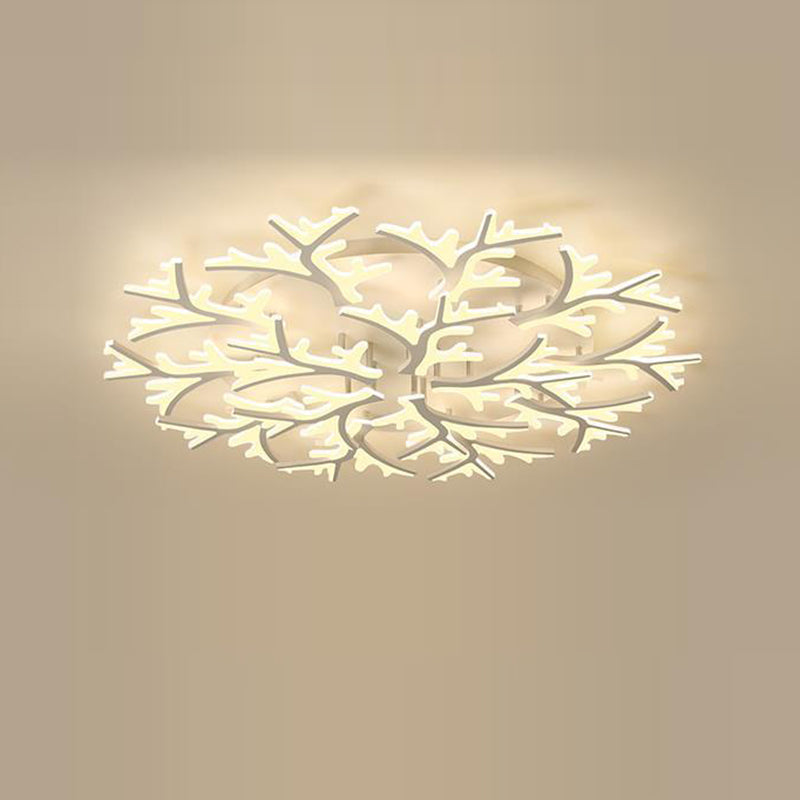 Contemporary Snowflake LED Ceiling Light - Iron Acrylic Semi-Flush Mount for Bedroom