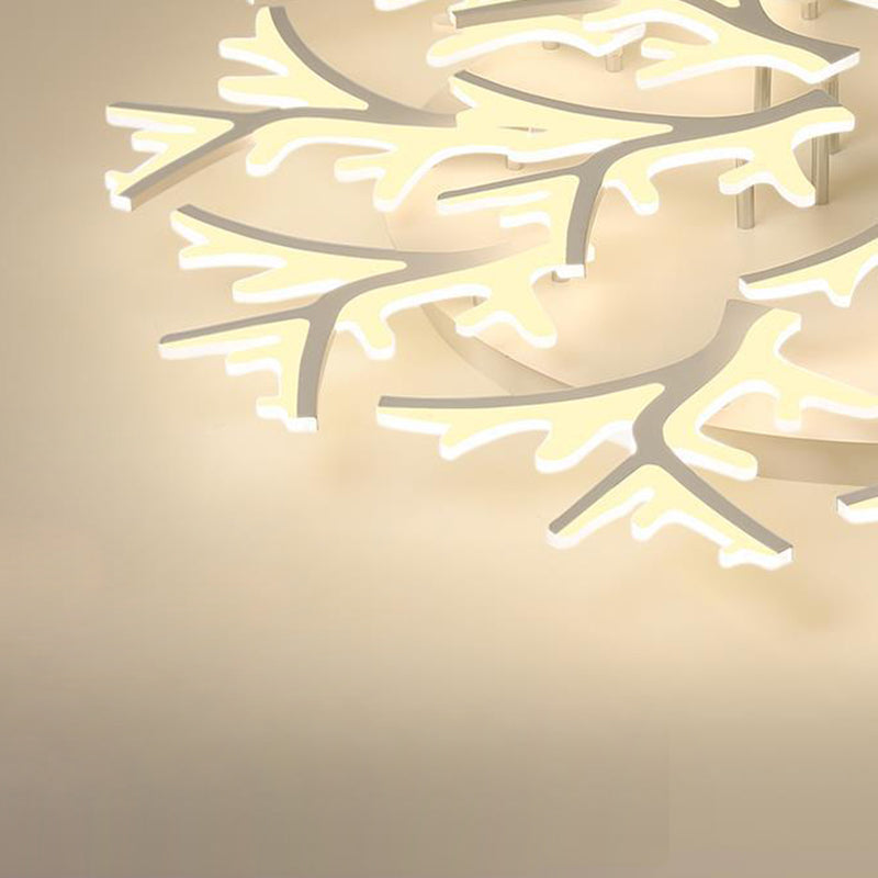 Contemporary Snowflake LED Ceiling Light - Iron Acrylic Semi-Flush Mount for Bedroom