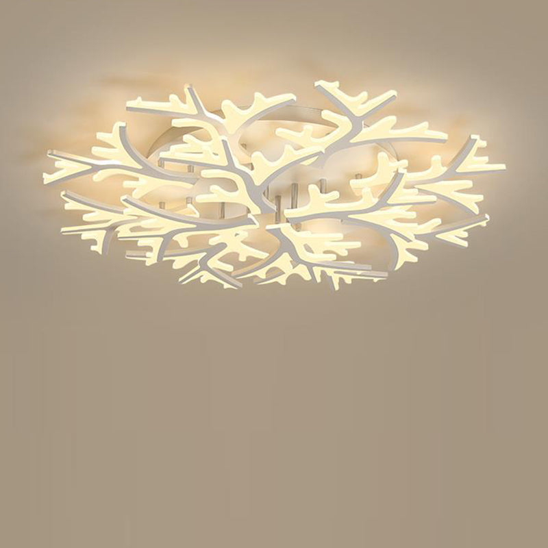 Contemporary Snowflake LED Ceiling Light - Iron Acrylic Semi-Flush Mount for Bedroom