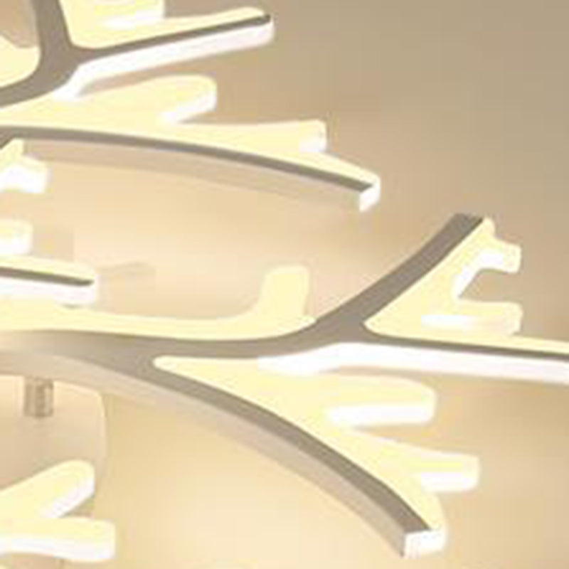 Contemporary Snowflake LED Ceiling Light - Iron Acrylic Semi-Flush Mount for Bedroom