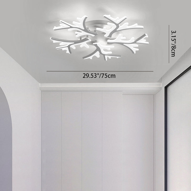 Contemporary Snowflake LED Ceiling Light - Iron Acrylic Semi-Flush Mount for Bedroom