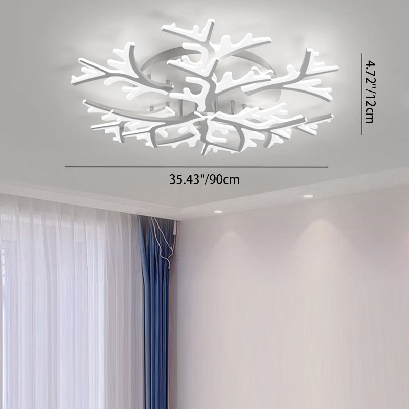 Contemporary Snowflake LED Ceiling Light - Iron Acrylic Semi-Flush Mount for Bedroom