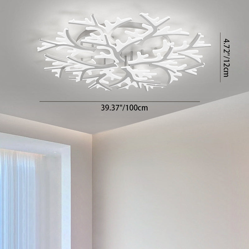 Contemporary Snowflake LED Ceiling Light - Iron Acrylic Semi-Flush Mount for Bedroom