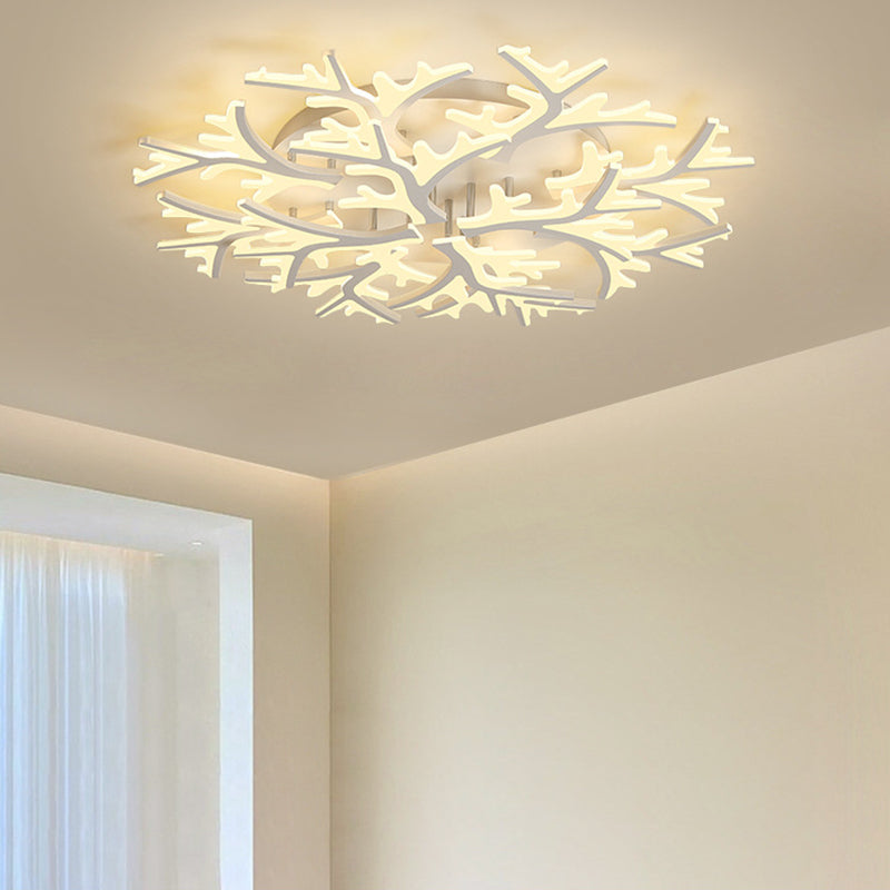 Contemporary Snowflake LED Ceiling Light - Iron Acrylic Semi-Flush Mount for Bedroom